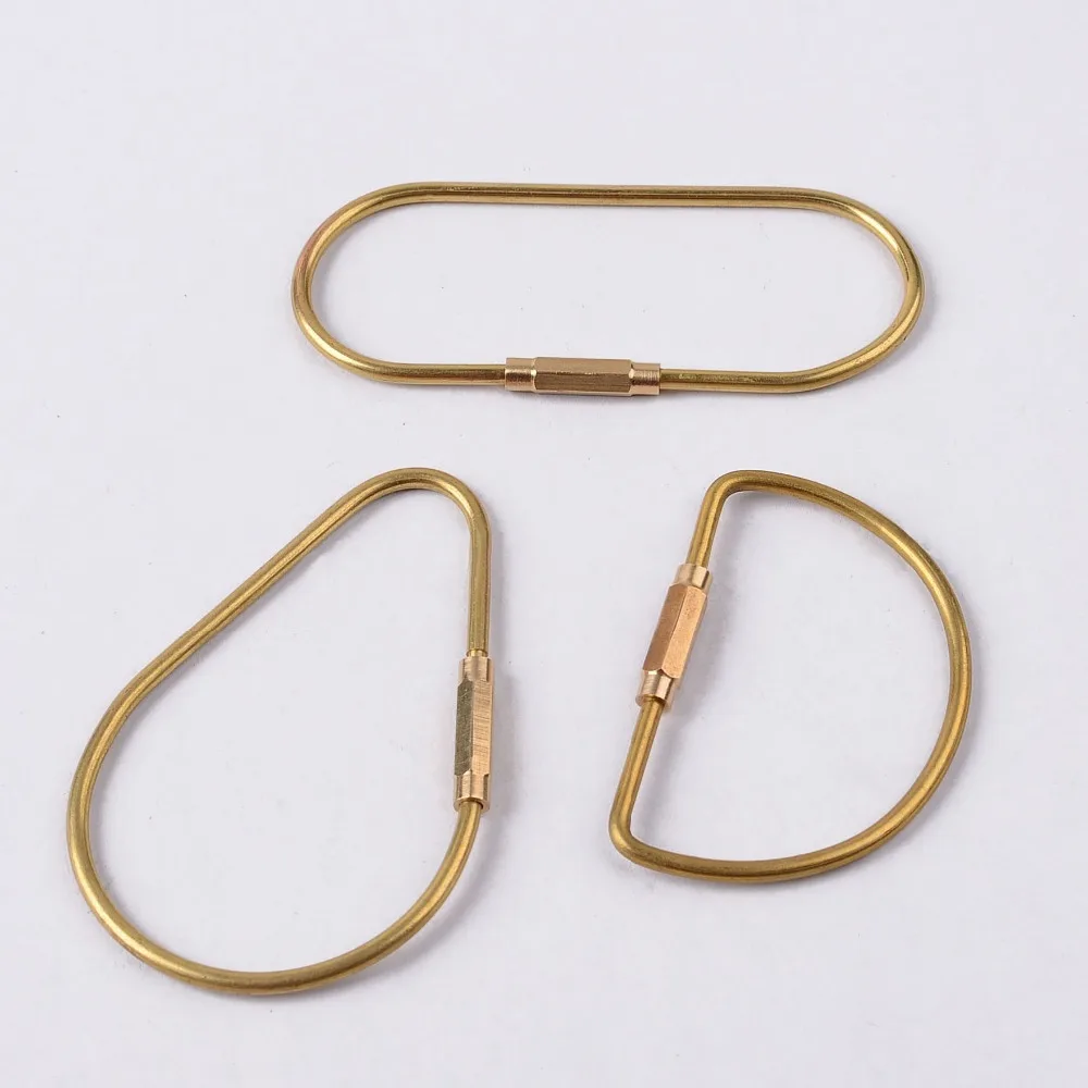 

MIX 2PCS Vintage Solid Brass key ring Screw Lock Carabiner EDC Keychain belt O D hook chain clip Biker bag hook DIY hand made