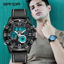 SANDA Luxury Brand Men Analog Digital Leather Sports Watches Men's Army Military Watch Man Quartz Clock Relogio Masculino 771 SANDA Luxury Brand Men Analog Digital Leather Sports Watches Men's Army Military Watch Man Quartz Clock Relogio Masculino 771
