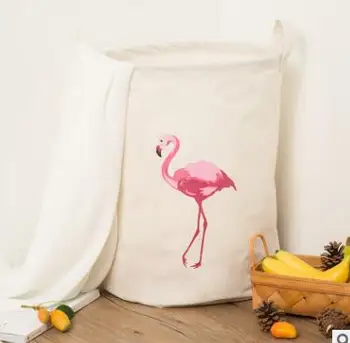 

35x45cm Cartoon Squirrel Flamigo Giraffe Laundry Hamper Stripe Lattice Clothes Storage Basket For Kids Toys Books Organizer Bags