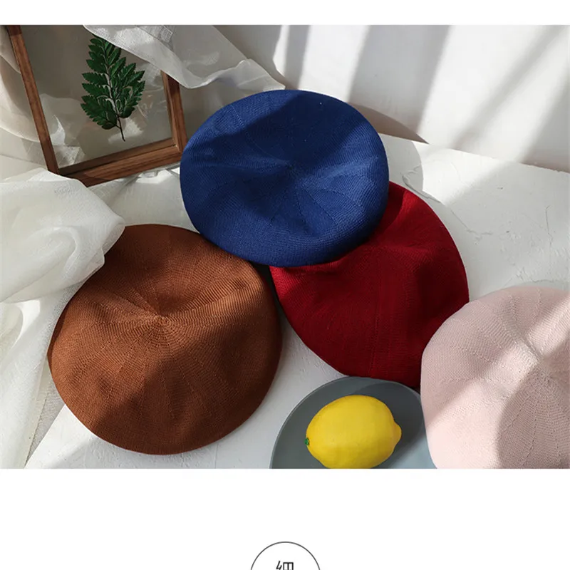 Хлопок искусственная шерсть материал осень и зима теплый ветрозащитный берет французский артист bean hat Пик Женская плоская шапка