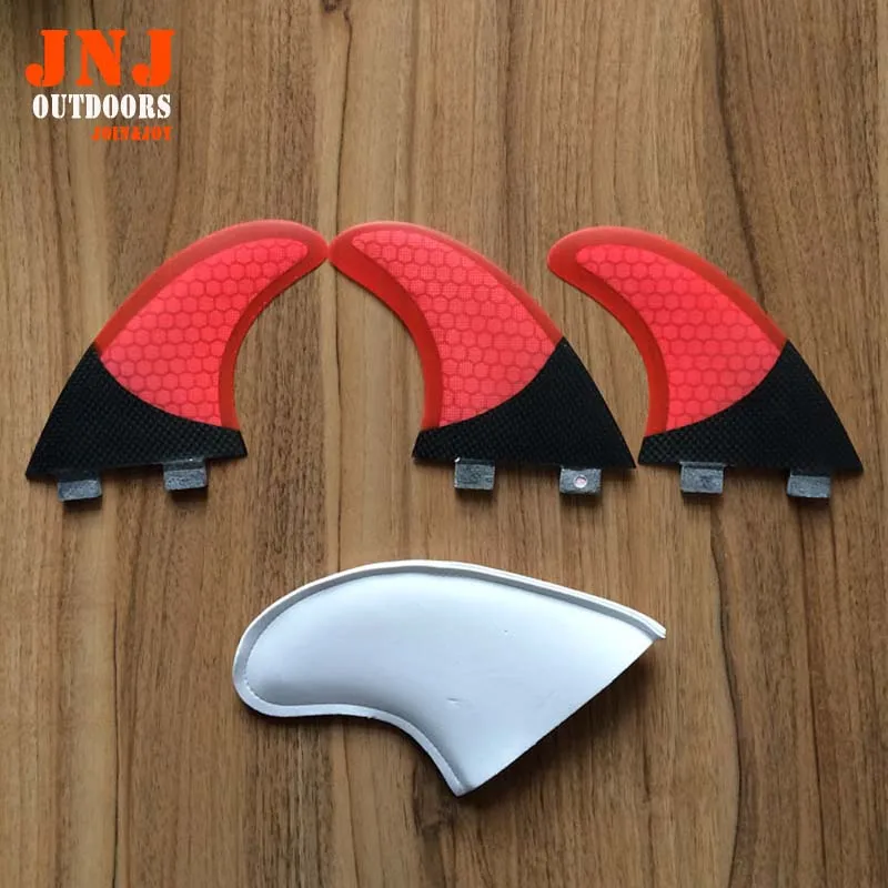 

Half carbon fiber red color surfboard FCS G5 M fins with honeycomb
