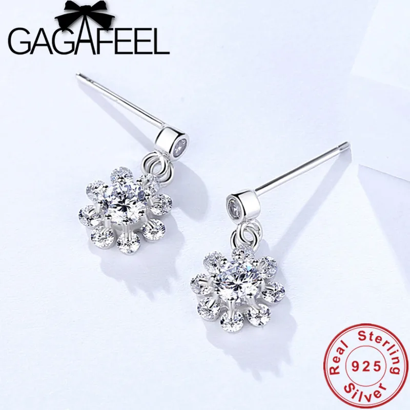 

GAGAFEEL 925 Sterling Silver Dazzling CZ Zircon Women Earrings Trendy Jewelry for Girls Ear Stud
