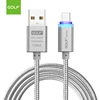 GOLF 1m LED Micro USB Charging Cable for Samsung S6 S7 Edge C5 Redmi 5 5A 6 7 Note 4X 5 Metal Braided Android Phone Charger Wire ► Photo 3/6