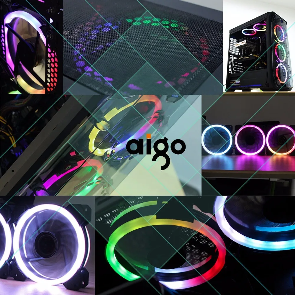 Aigo DR12 PC охлаждающий вентилятор в корпусе для компьютера 12V Регулируемый Led RGB