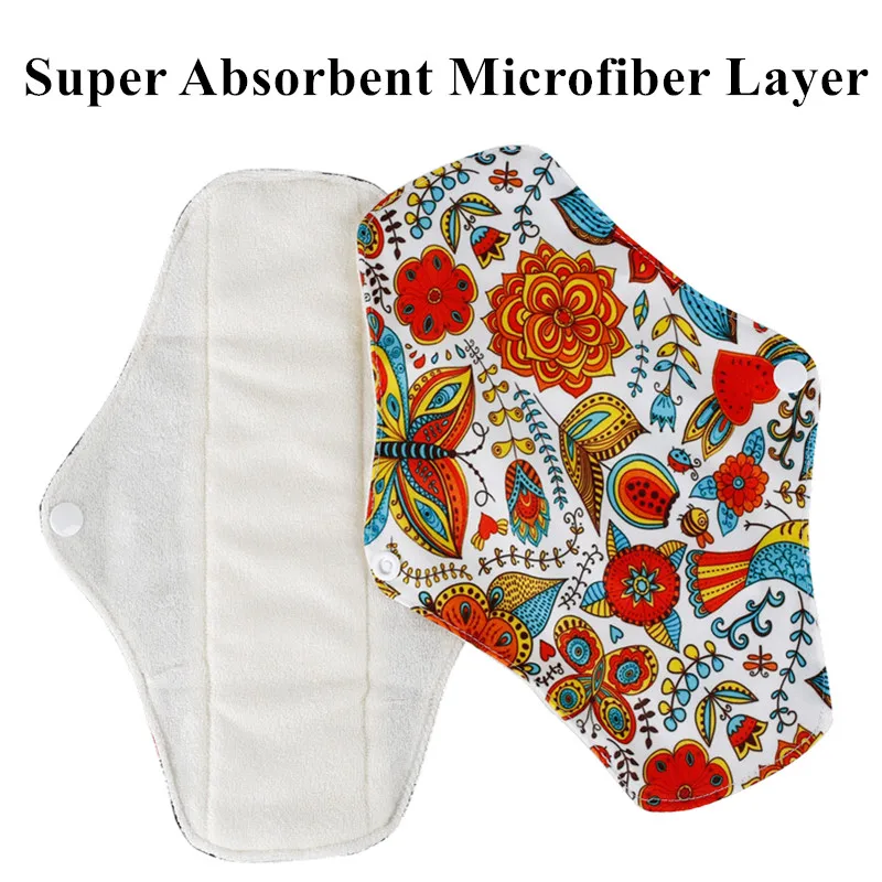 [simfamily]10Pcs Reusable Waterproof Regular Flow Menstrual Sanitary Cloth Pads Bamboo Inner,Mixed Color, Selling