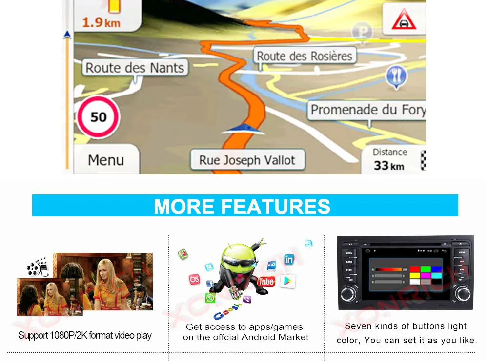 Top 2 Din Android Car Stereo Car Multimedia Player for Audi 2010 A4 S4 B6 B7 RS4 8E 8H 8F B9 Seat Exeo GPS DVD AutoRadio BT 20