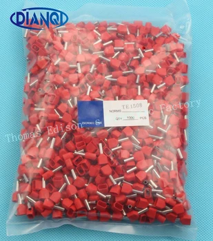 

TE1508 Two Pre-insulated Pipe-shaped End Cold pressed terminals/Cable Connector/Wire Connector 1000PCS/Pack