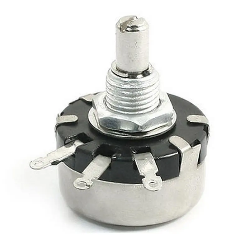 50pcs WX110(010) 6mm Round Metal Shaft Single Turn Wire resistor Wound Potentiometer 1k 2.2k 3.3k 4.7K 5.6k 6.8k 10k 22k ohm