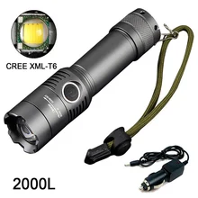 2000LM CREE XM-L T6 светодиодный масштабируемый Перезаряжаемые фонарик+ AC/DC Зарядное устройство