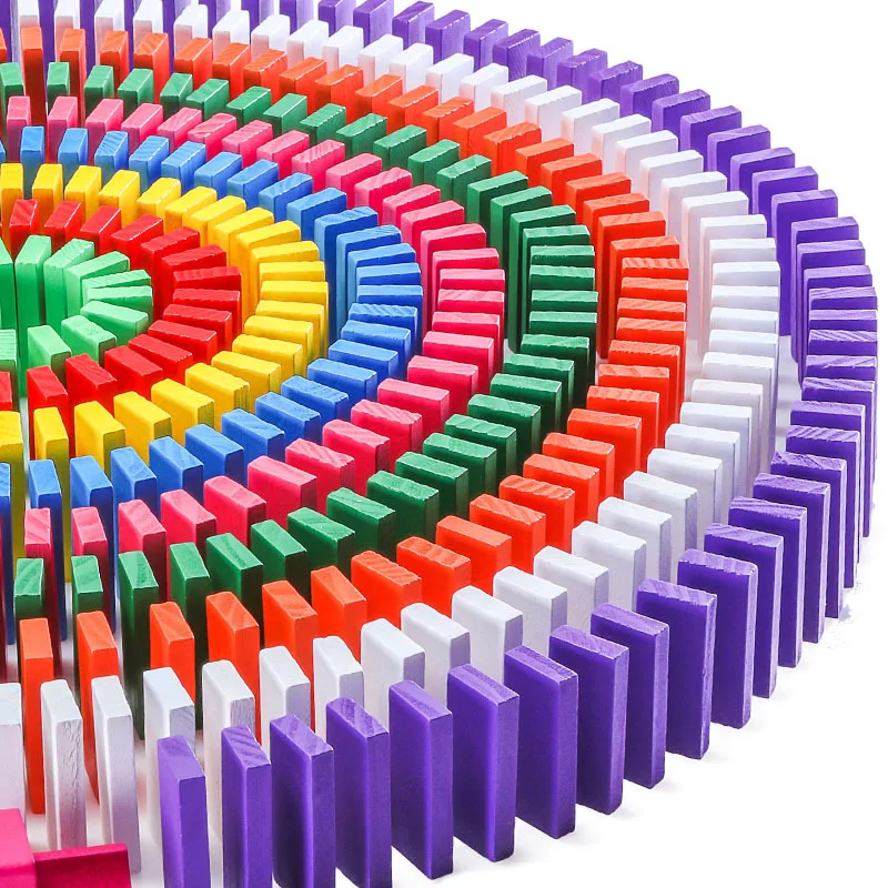 

120PCS Domino Building Blocks Toys Kids High Quality Wooden Block Dominoes Toy Boys Girls 12 Colors Educational Toys For Child