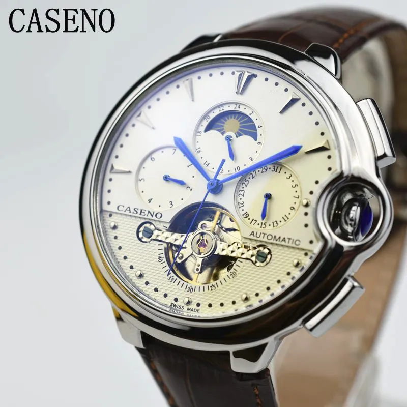 2017 мужские деловые часы CASENO Tourbillon роскошные брендовые с ремешком механические