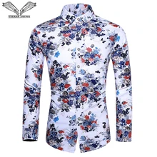 VISADA JAUNA, мужская повседневная рубашка, Модный хлопковый Приталенный топ с цветочным рисунком, фирменный дизайн, для диких деловых мужчин, для мальчиков, большой размер, 7XL, N5119