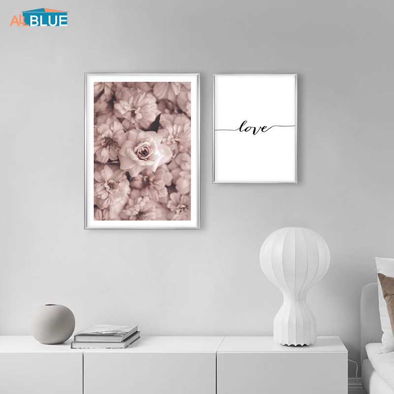 Nordic Poster Peony Flower Canvas Print Wall Art Posters and Prints Quote Wall Picture For Living Room Geometric Line Home Decor