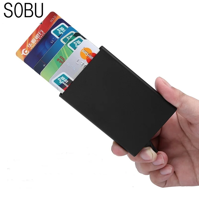 

2018 Mini Wallet Aluminum Wallet Metal ID Card Holder Rfid Blocking Mini Slim Wallet Automatic Pop up Credit Card Case Box H089