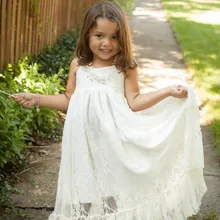 С лямкой через шею для белого цвета/цвета слоновой кости с открытой спиной кружевное платье с цветочным рисунком платья для девочек элегантные трапециевидные платья для религиозных церемоний для девочек Свадебные вечеринки по случаю Дня рождения Бальные платья