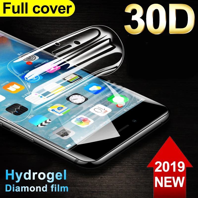 

30D Full Cover Hydrogel Protective Film on For iPhone 6 6S 7 8 Plus Screen Protector for iPhone X Xr Xs Max Curve edge Not Glass
