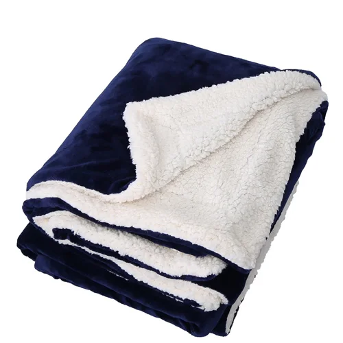 Solid Blue Double Thick Blanket Pure Cashmere Blankets Warm Spring Lamb