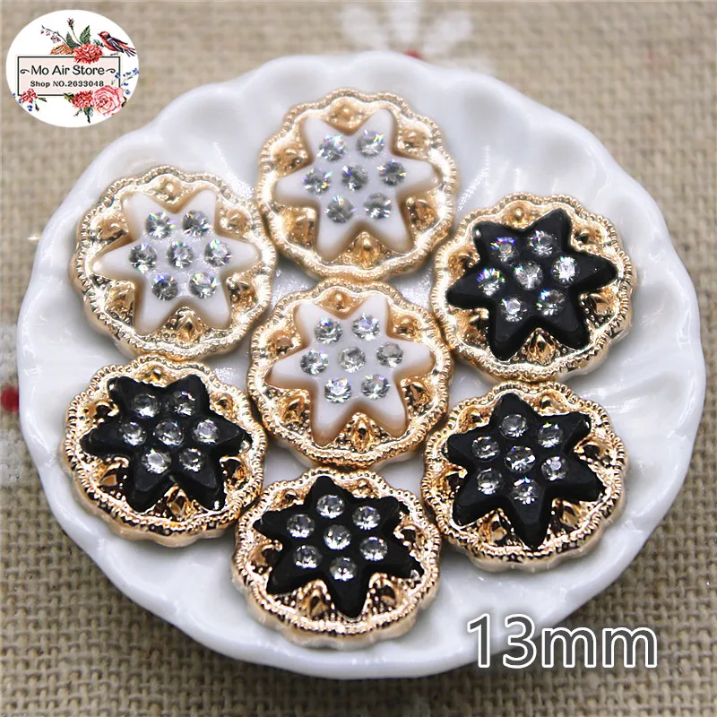 

50pcs 13mm round rhinestones flower flat back Buttons Home Garden Crafts Cabochon Scrapbooking DIY Accessories