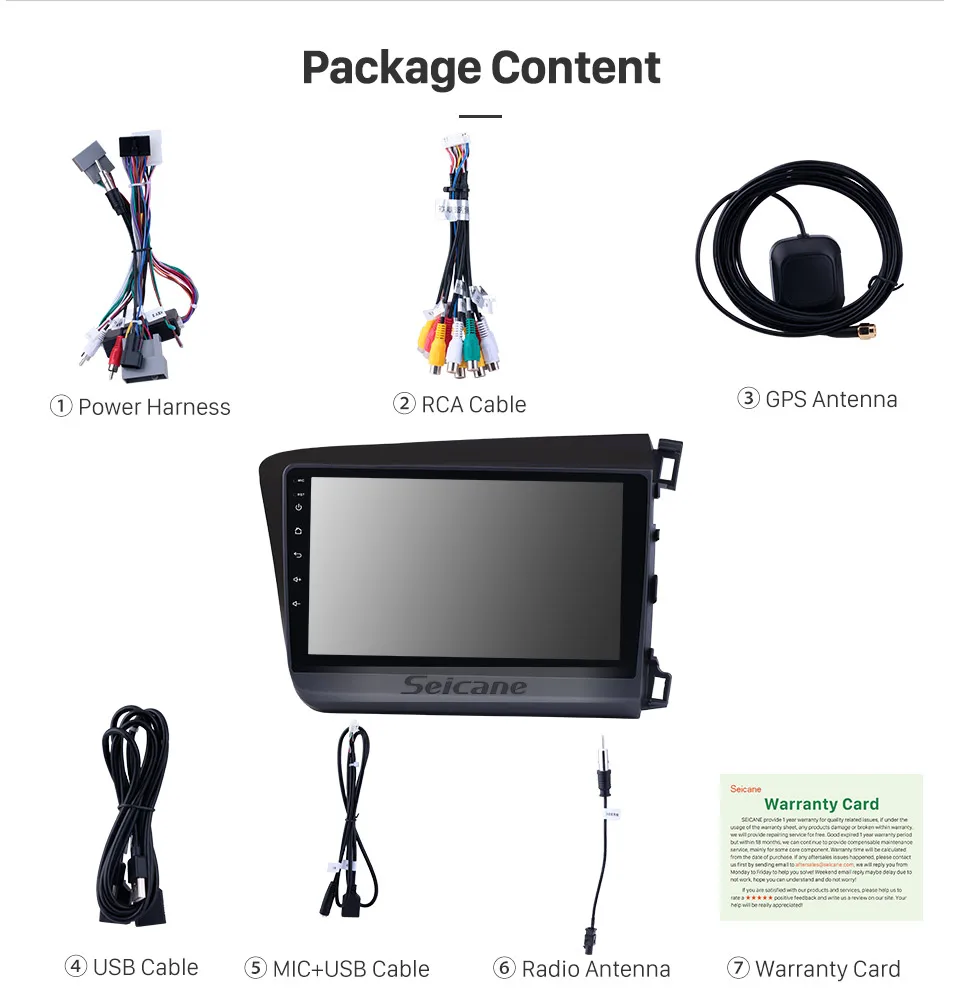 Clearance Seicane 9" 2 Din Android 8.0 Car DVD Multimedia Player For 2012 Honda Civic RHD Support Steering Wheel Control Bluetooth Wifi FM 22