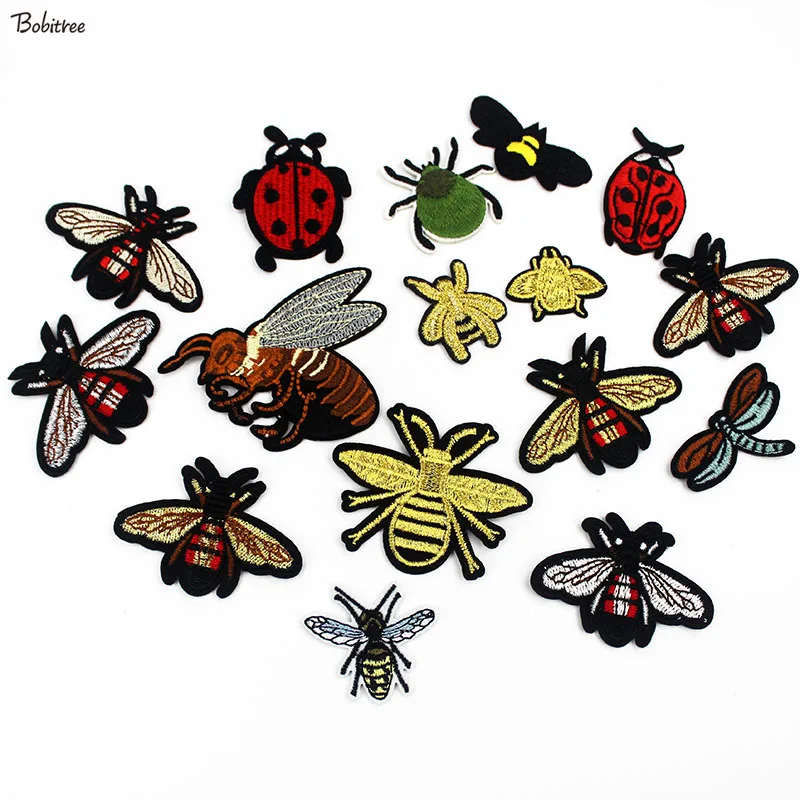 Insect Embroidery Bee Beetle Iron on Patches For Clothing Sewing Badges Appliques Stickers for Jacket Bags Accessories