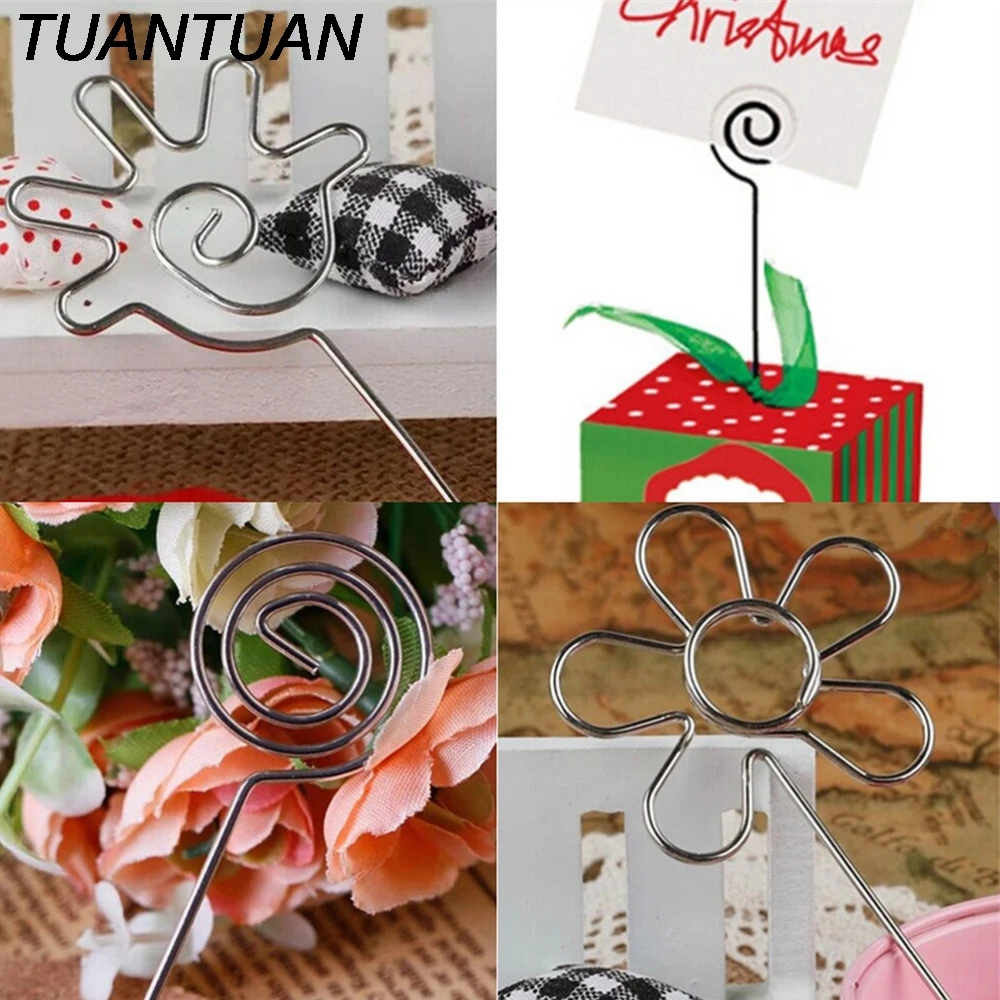 TUANTUAN Sliver Color Wire Clip Flower Heart Shape Craft Paper Card Note Photo Memo Holder Clips