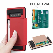 Для samsung Galaxy S10e S9 S8 Plus слайд-кошелек слот Кредитные карты PC задняя крышка для S6 S7 Край ТПУ Броня ударопрочный чехол