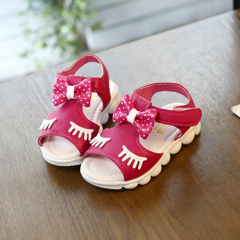 

2018 Children Shoes Summer PU Leather Cute Bowtie Children Sandals Sneakers First Walkers Girls Antiskid Shoes size21-30