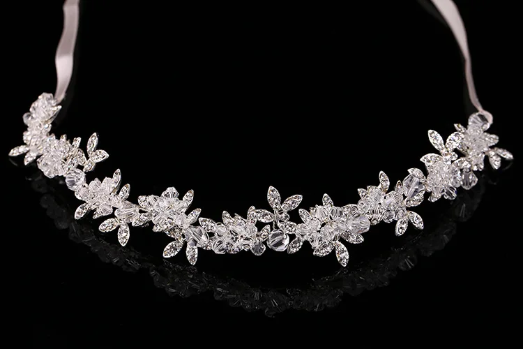 New Arrival Noble Crystal Rhinestone Bridal Headpieces Satin Ribbon Wedding Hair Accessories for Brides Tiaras Crowns Headbands 3