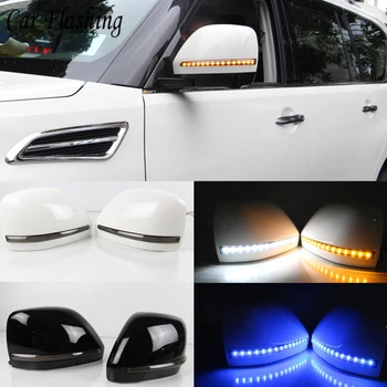 

Car Side View Mirrors Mirror LED Turn Signal Lamp DRL Daytime Running Light For NIssan Patrol Armada Y62 Accessories 2017 2018