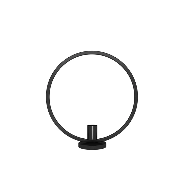 Нордический круглый геометрический подсвечник, чайный светильник, крепящийся на подставке, металлические подсвечники, домашний декор, 3 цвета, 23 см/29 см - Цвет: Black S
