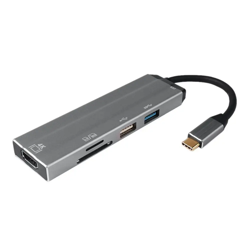 6 в 1 4K HD USB-C концентратор видео аудио кабель адаптер Тип C к HDMI usb 3,0/usb 2,0 с SD/TF кард-ридер Тип C USB концентраторы