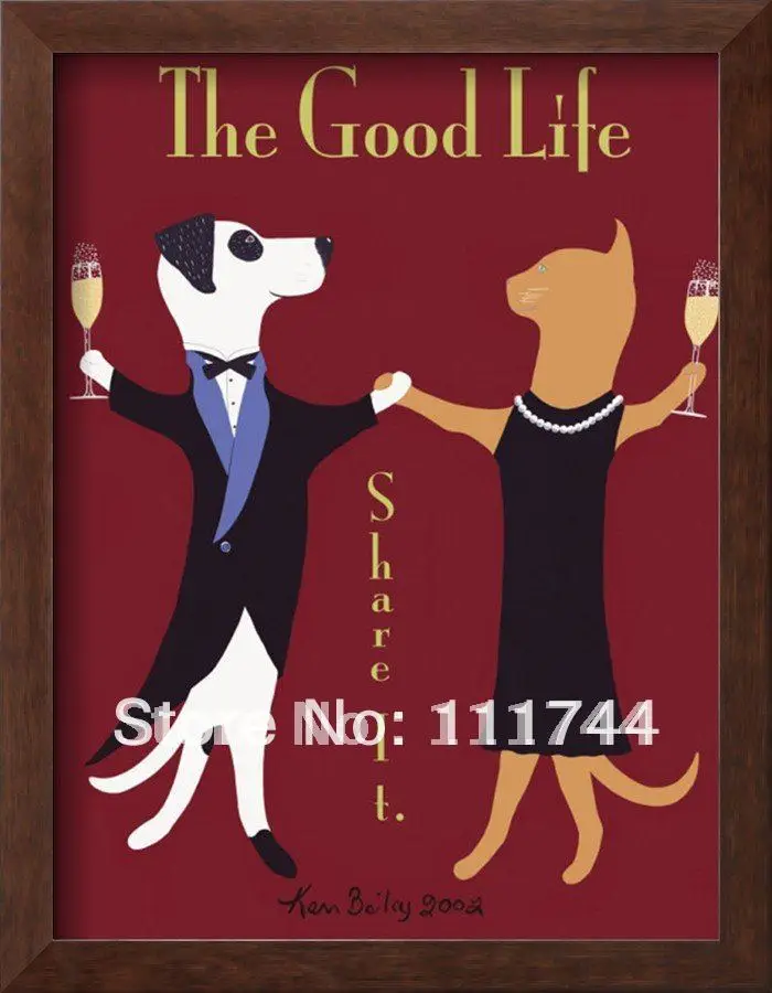 Modern painting dogs wall art 100% handmade High quality The Good Life