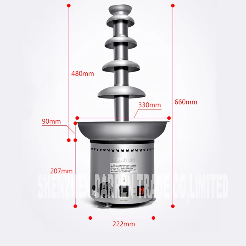 D20099 качество Нержавеющая сталь 304 5-уровня Коммерческая Шоколадный фонтан Рождество свадебные принадлежности партия событие 220 В 50 Гц