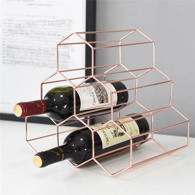 

Geometric Wine Rack Wine Cabinet Display Storage Iron Craftwork Wine Holder Home Decor L3133
