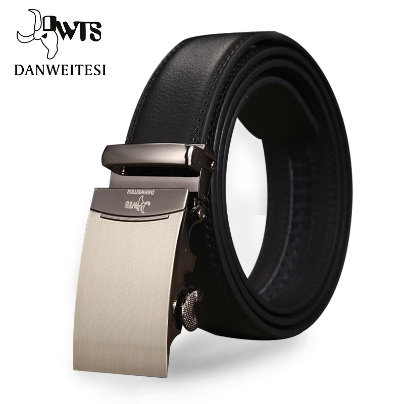 

[DWTS] 2018 Mens Fashion Genuine Leather Famous Brand Men Belt silver Gold Automatic Buckle Luxury Black Strap Designer belt