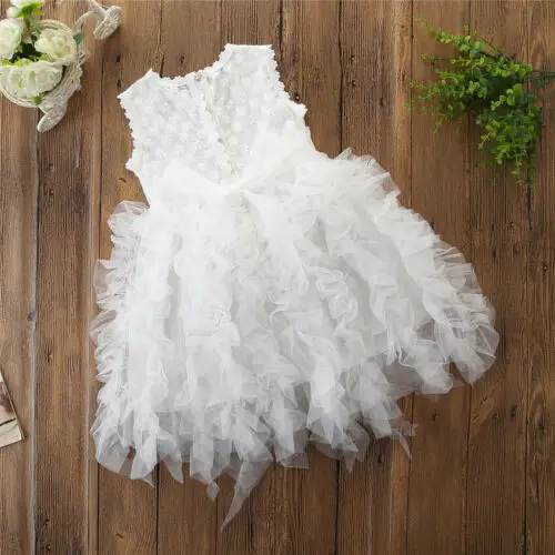 

Baby Kids Floral Girls Princess Dresses Party Wedding Birthday Tulle Tutu Dress Summer