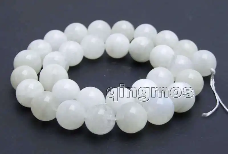 

Big 14mm White Round Natural High Quality Moonstone Loose Beads Strand 15''-los774 Wholesale/retail Free shipping