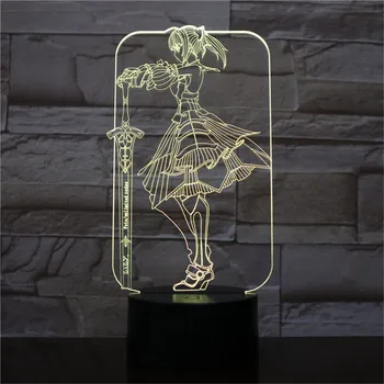

3D Light Anime Claymore Teresa LED Night Light RGB Changed Children Bedside Sleeping Lamp for Festival Birthday Girls Gifts
