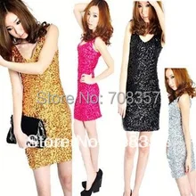 Wholesale Hot Fashion Spiral New Sequin Trim Vest Sexy Dress Lady Sequin Vest Women Dress Casual dressess ML