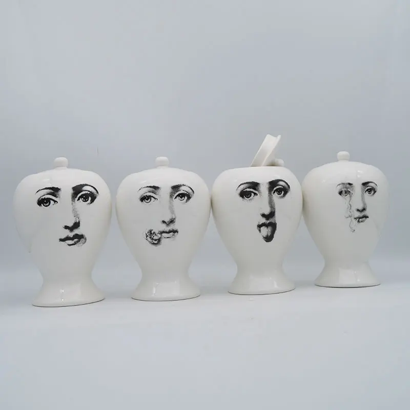 

Fornasetti Vase Decor Flower Pot European Ceramic Decorative Little Candy Sealing Vase Home Decoration Accessories Cute Gift