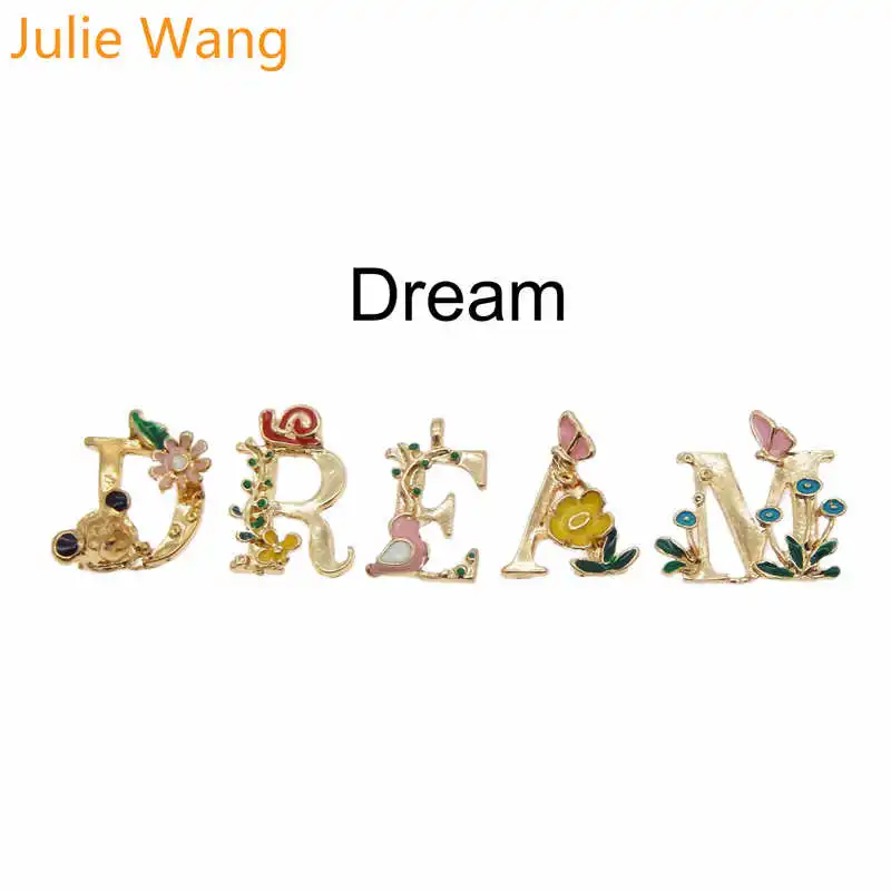 1 упаковка эмалевые Подвески Julie Wang в виде надписи Hope Dream Love Life|Шармы| |