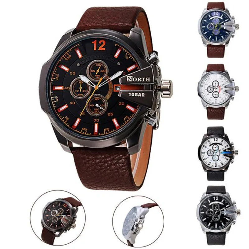 

Perfect Gift North Watches Men Sports Leather Waterproof Quartz Pulse Male Watch Levert Dropship wholesale