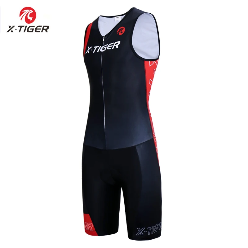 

X-Tiger Sponge Pad Cycling Skinsuit Summer Quick-dry Sleeveless Running Swimming Cycling Clothing Men Triathlon Cycling Jersey