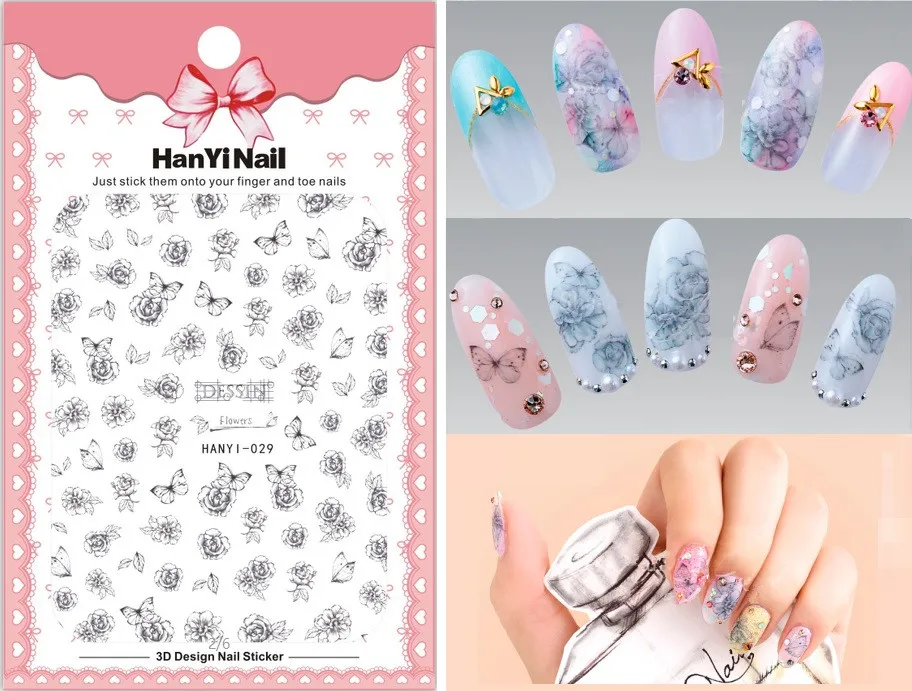 

30 Styles! Floral Patterns! 1 Sheet Nails Art Manicure Back Glue Decal Decorations Design Nail Sticker For Nails Tips Beauty