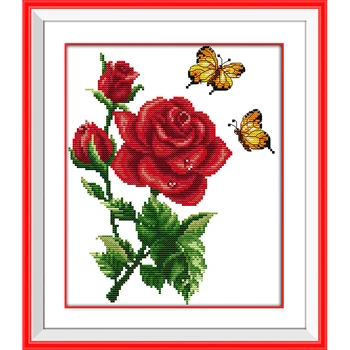 

Everlasting Love Butterflies Over Flowers Chinese Cross Stitch Kits Ecological Cotton Printed 14CT DIY Gift Christmas Decoration
