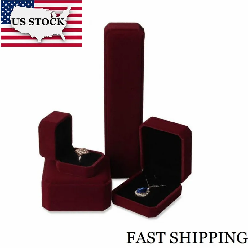 

US STOCK Uloveido jewelry Display Ring Earring Pendant Gift Box Casket for Decoration Jewelry Box Jewellery Velvet Box Gift Wrap