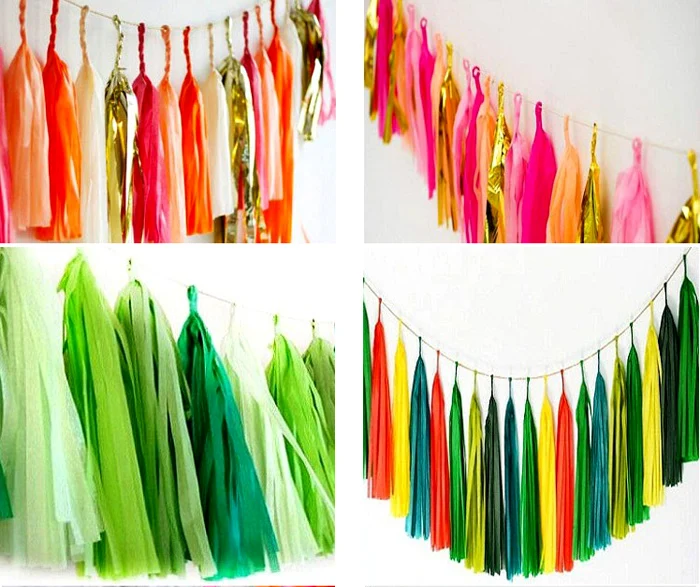 15pcs Tissue Tassels Balloon Banner For Summer Theme Birthday Party Decoration Green Blue Color Baby Shower Balloons Accessories