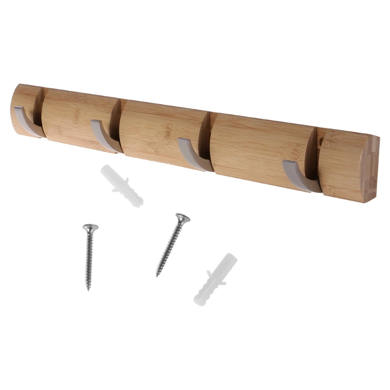 

4-Hooks Wall Mounted Rack Wooden Coat Hanger For Entryway Bathroom Closet Room A827