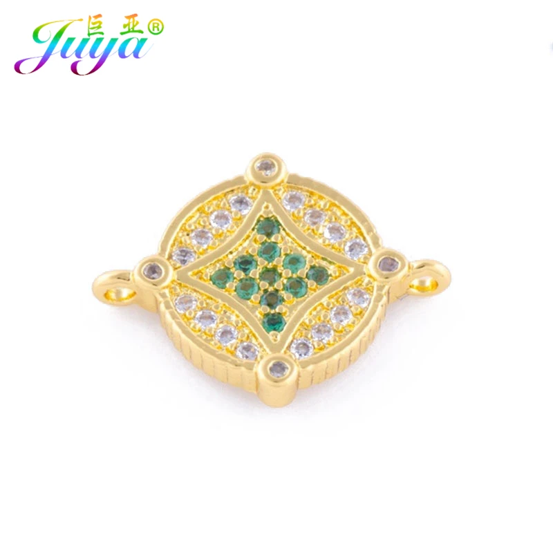 

Handmade Earrings Material Micro Pave Zircon Round Star Charm Connectors Accessories For Women Decorative Jewelry DIY Making