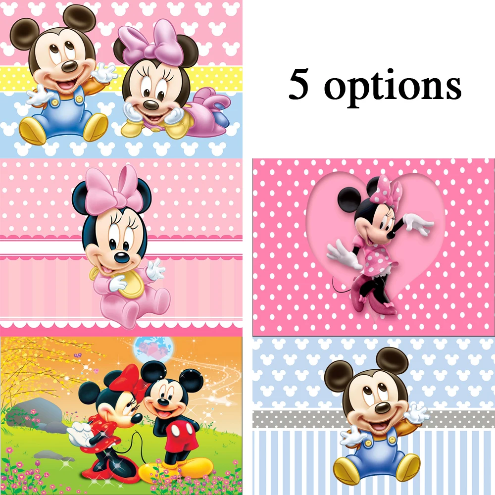 

Vinyl Newborn Photocall Minnie Mickey Mouse Dance Polka Dots Custom Photo Studio Background Baby Shower Photography Backdrop